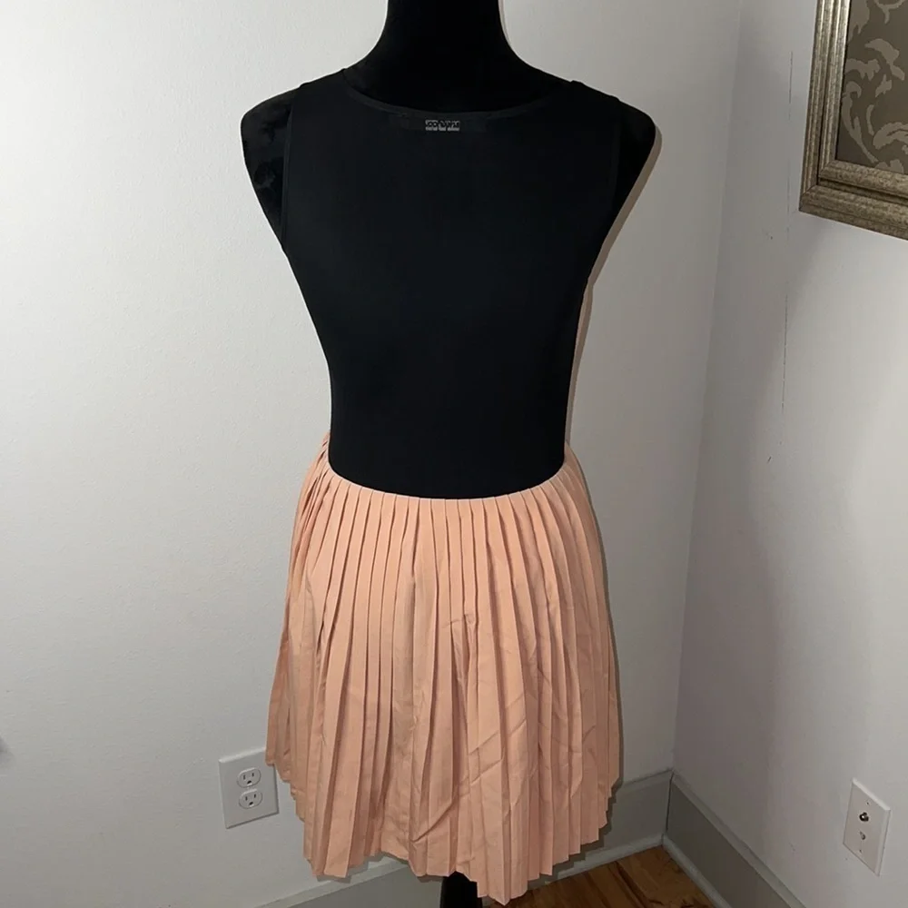 Ark & Co. sz S‎ pleated mini dress black stretch net sheer top